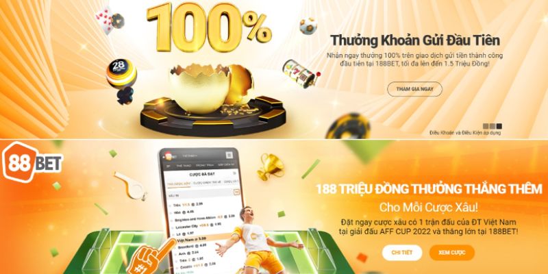 Rất nhiều khuyến mãi được cập nhật thường xuyên trên nền tảng 188bet